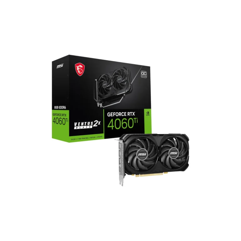 MSI-GeForce-RTX-4060-Ti-VENTUS-2X-BLACK-8G-OC-Graphics-Card-768x768 MSI GeForce RTX 4060 Ti VENTUS 2X BLACK 8G OC Graphics Card – RTX 4060 Ti GPU, 8GB GDDR6 (18Gbps/128-bit), PCIe 4.0-2 x TORX Fan 4.0 – HDMI 2.1a, DisplayPort 1.4a - Image 1