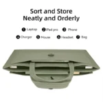 PU Leather Laptop Bag Notebook Case Carrying Briefcase for Macbook Air 13.3 14 15.6 – Dark Green - Image 2