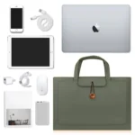 PU Leather Laptop Bag Notebook Case Carrying Briefcase for Macbook Air 13.3 14 15.6 – Dark Green - Image 3