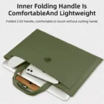 PU Leather Laptop Bag Notebook Case Carrying Briefcase for Macbook Air 13.3 14 15.6 – Dark Green - Image 5